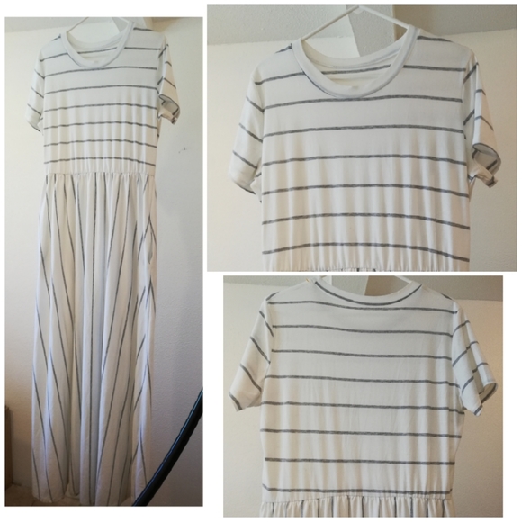 Dresses & Skirts - Black Gray Stripe A-Line Maxi Dress